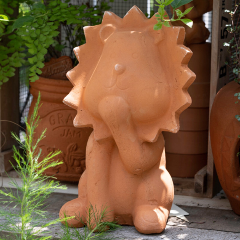 手工手压滚压红陶摆件小天使狮子兔子动物系列陶瓷摆件