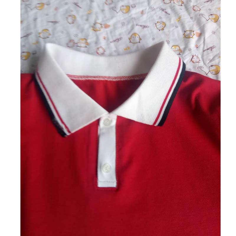 白色领短袖T恤莱卡棉中性款班服