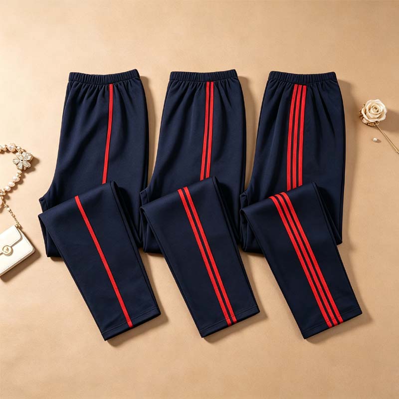 校服裤子二两三道杠初高中小学生一红条夏春季纯棉藏蓝色运动校裤