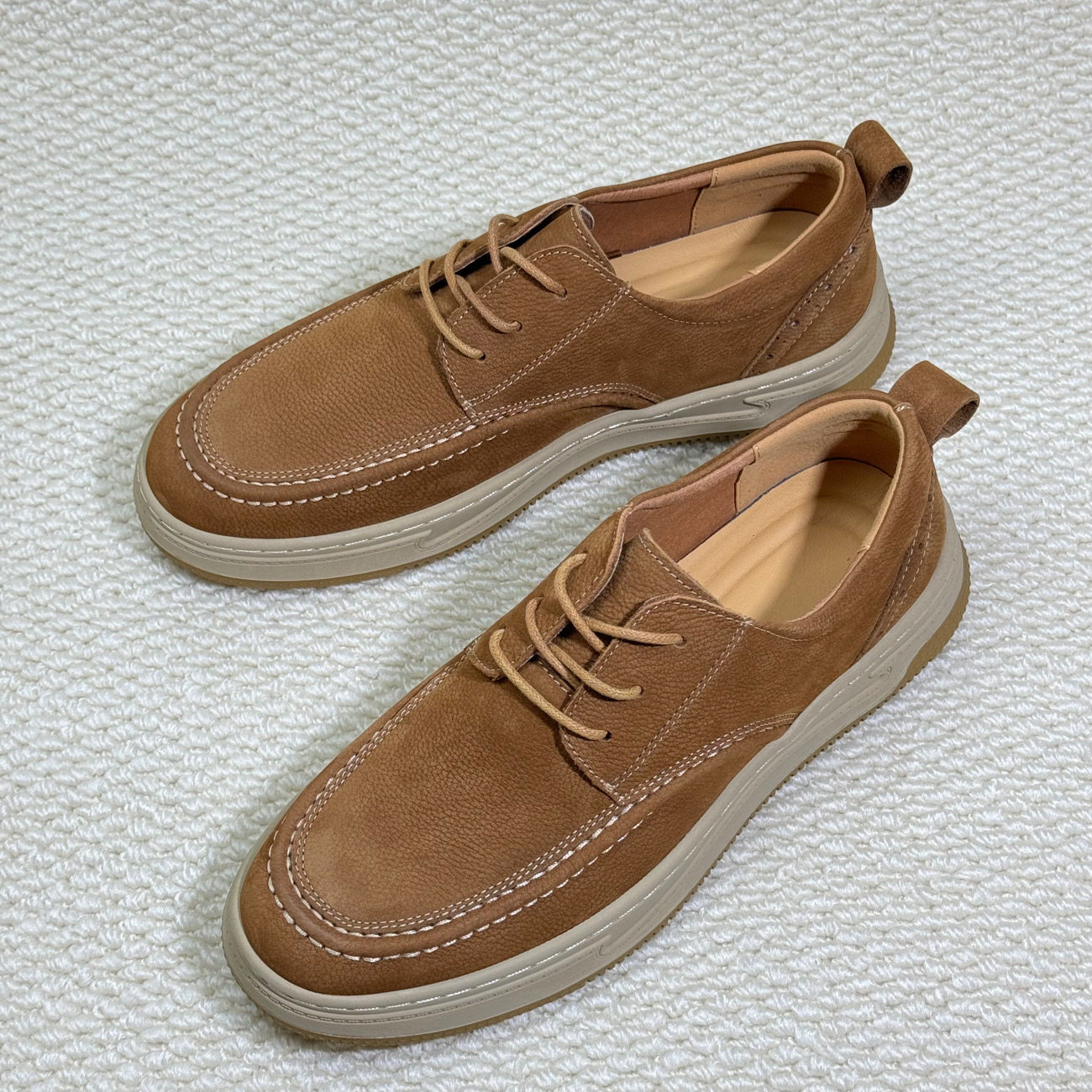 新款真皮休闲鞋男士复古风低帮工装男鞋厚底耐磨工作防滑软皮鞋子