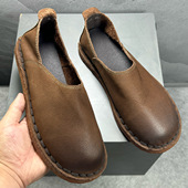 真皮休闲一脚蹬懒人真皮软底浅口单鞋 新款 男士 透气单层牛皮鞋 夏季