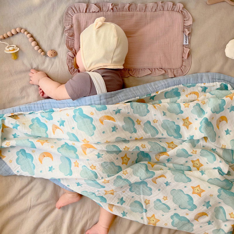 宝宝洗澡浴巾薄竹棉纱布巾muslin纱布婴儿盖毯夏季新生儿襁褓包巾