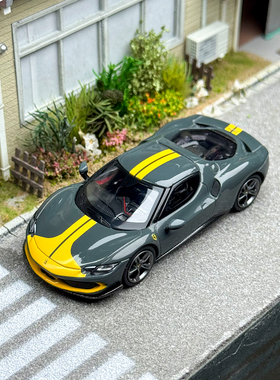 现货 BBR 1:64 法拉利Ferrari 296 GTB 黄边灰色 合金汽车模型