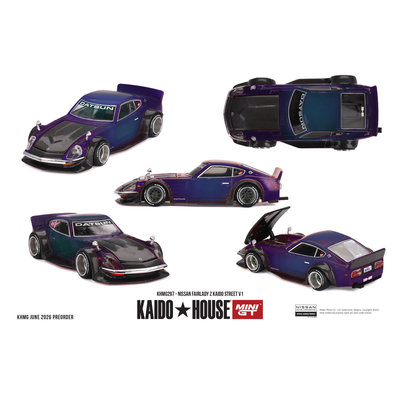 Kaidohouse+MINIGT 1:64 #297尼桑Fairlady Z 变色紫碳合金车模