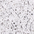 White & Silver Square Letter Beads 100 Pcs/Pack