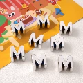 Silver-Plated Letter Beads M, Hole Diameter about 6mm