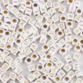 White & Gold Square Letter Beads 100Pcs/Pack