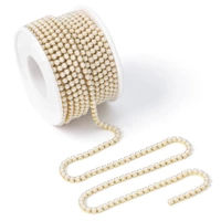 Белый жемчуг с золотой основой, 3 мм, около 250 штук, 1 ярд.