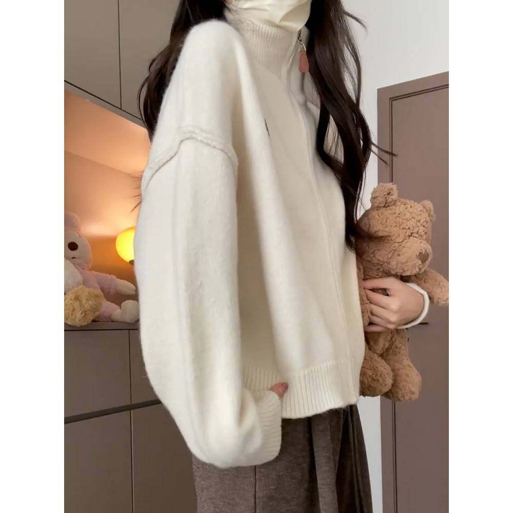 慵懒风外白色高领毛衣套女开2CAM4684302季5新款秋冬穿搭高级感拉