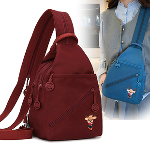 女士双肩包时尚 尼龙小背包妈妈包胸包 百搭休闲简约轻便斜挎包韩版