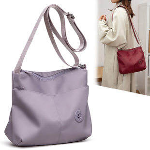 单肩包多层尼龙布斜挎包女大容量轻便通勤休闲小方包中老年小挎包