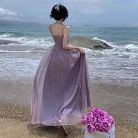 Tea break French chiffon white halter dress for women, a high-end and elegant summer dress for a seaside vacation, a fairy long dress thumbnail 4