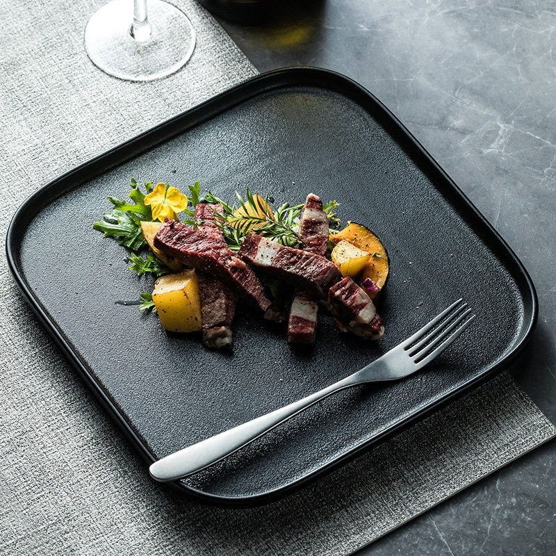 安雅图磨砂方盘陶瓷圆角四方盘