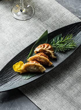哑光黑色西餐盘饺子盘寿司盘商用高颜值创意菜盘卤肉盘烤翅糕点盘