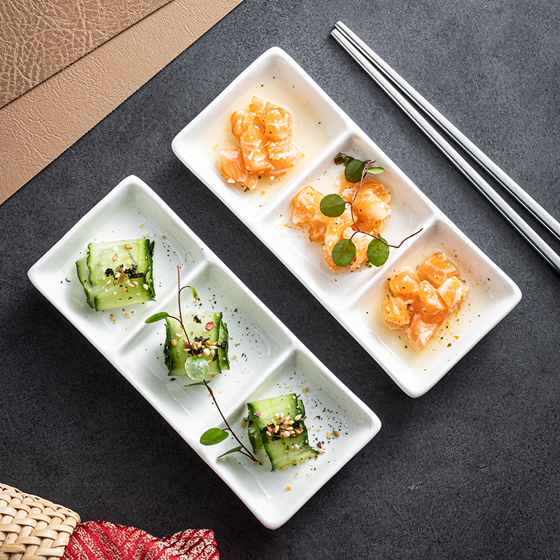 高级糕点寿司刺身碟餐厅装饰碟陶瓷餐具分格碟蘸料碟辣椒油酱油碟