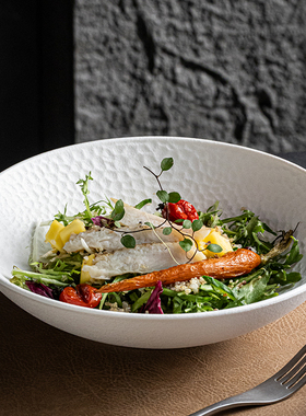 简约白色陶瓷盘创意个性高级感大汤盘冷菜盘炒菜盘酒店商用摆盘