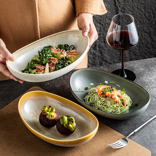 高级感大容量陶瓷碗微波炉烤箱碗家用创意大号装菜的碗汤碗水果碗