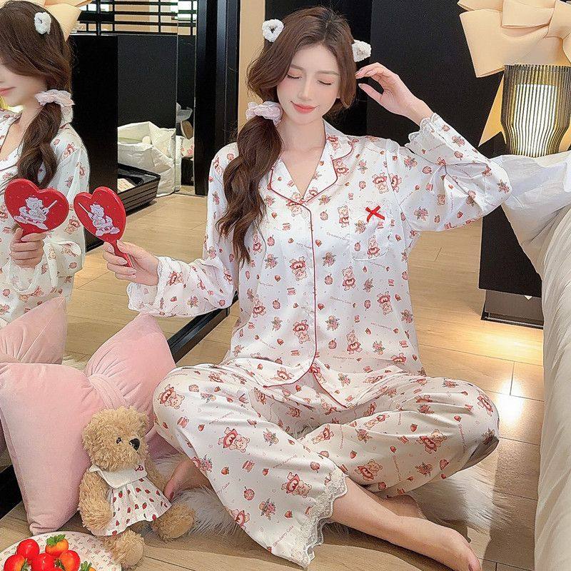 春季新款冰丝睡衣女长袖长裤薄款甜美卡通小熊冰雪丝家居服两件套,女士内衣/男士内衣/家居服,睡衣/家居服套装,淘宝优惠券,粉丝福利购,淘宝优惠卷