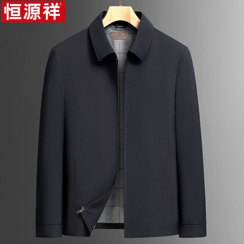 恒源祥翻领外套男士轻熟风春装上衣服新款潮流修身行政夹克男款衣图片