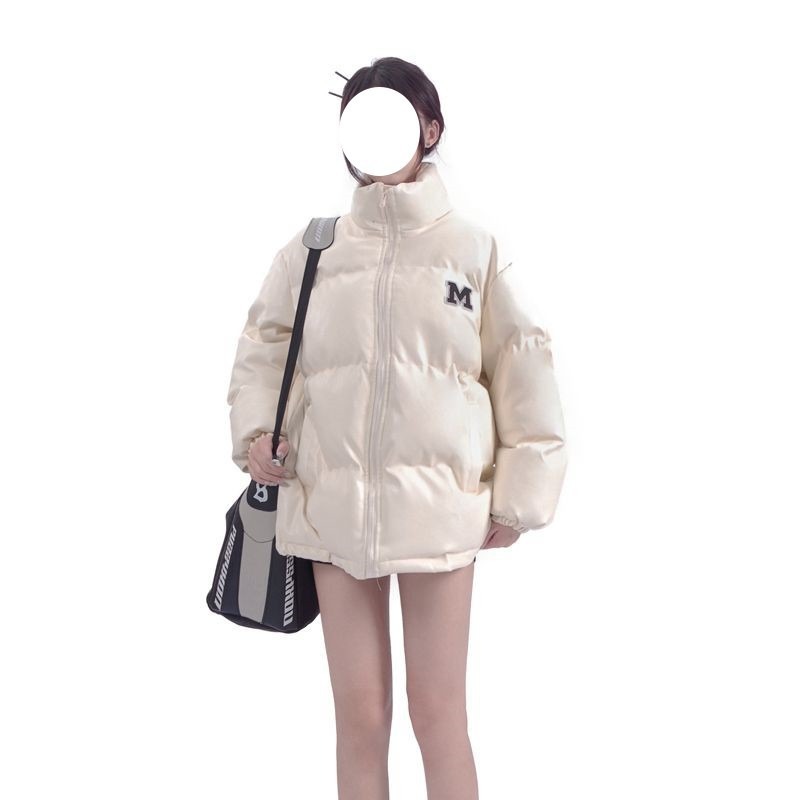 美式街头pu皮棉服女秋冬季加厚感小众棉袄面包服男女机车外套潮流