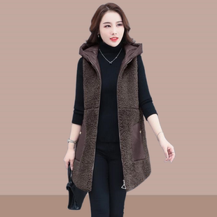 新款羊羔毛马甲女2026冬季新款中长款毛绒背心宽松洋气马夹外套
