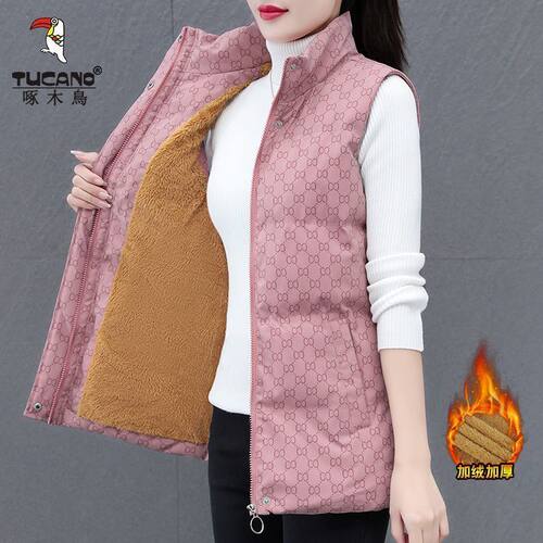 啄木鸟羽绒棉马甲女加厚2