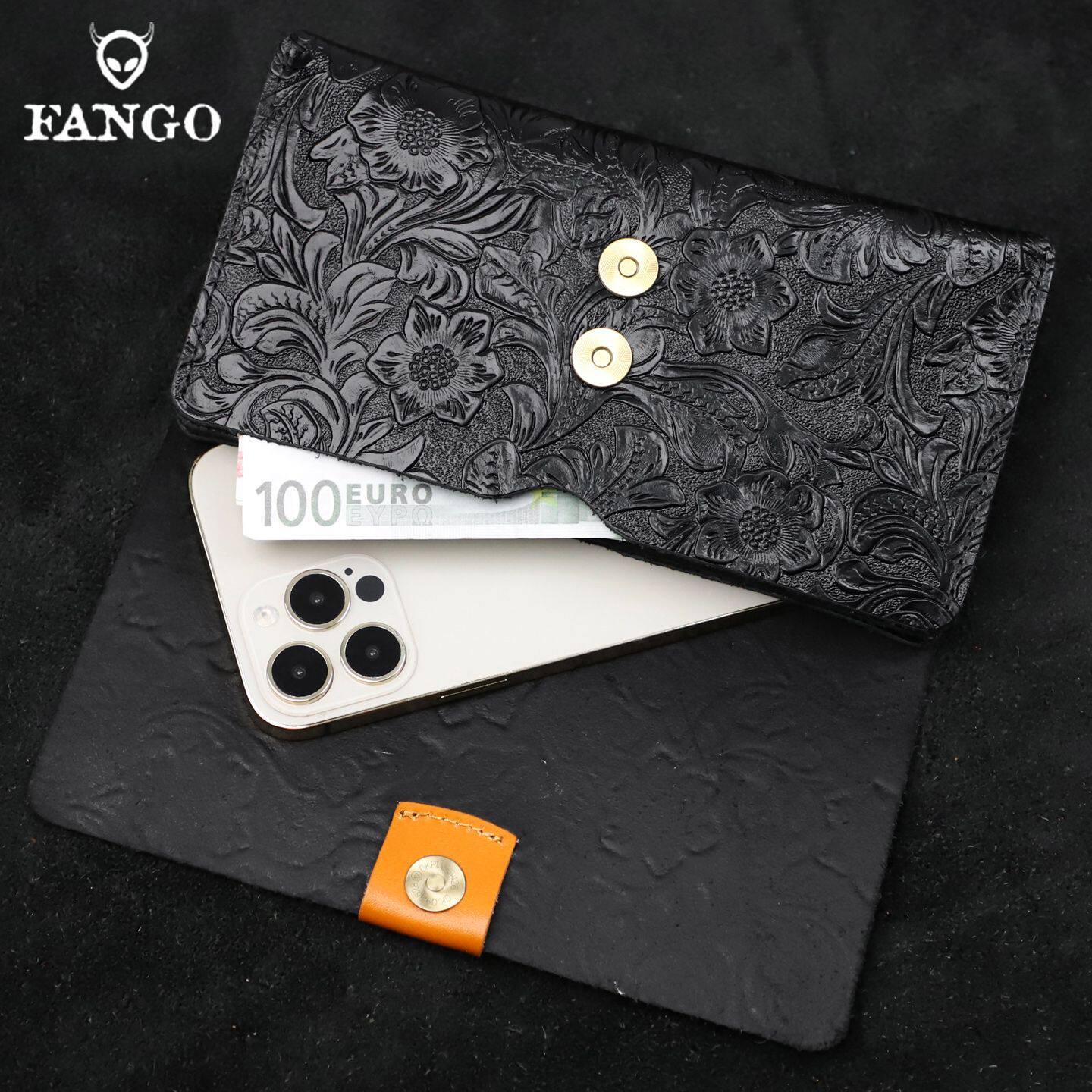 手工真皮长款钱包男女头层牛皮手拿包国风潮牌三折叠大容量手机包