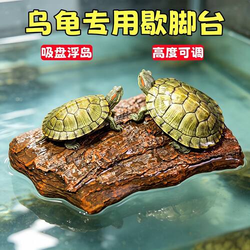 乌龟歇脚台晒台浮岛吸盘养龟爬台悬浮磁吸垫脚石栖息台龟缸造景大