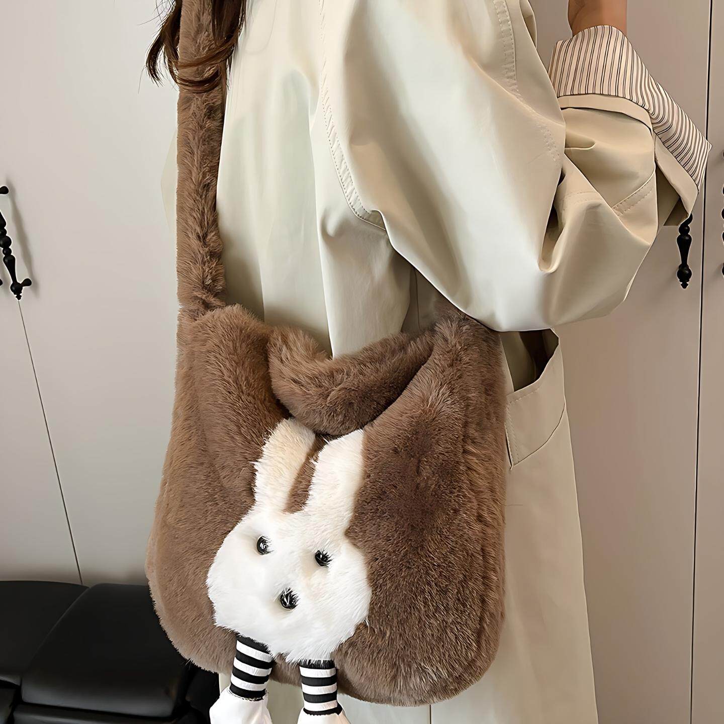 可爱毛绒卡通大容量托特包