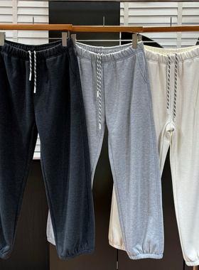 120302加绒卫裤女2025新款冬季女装松紧抽绳高腰束脚休闲运动裤潮