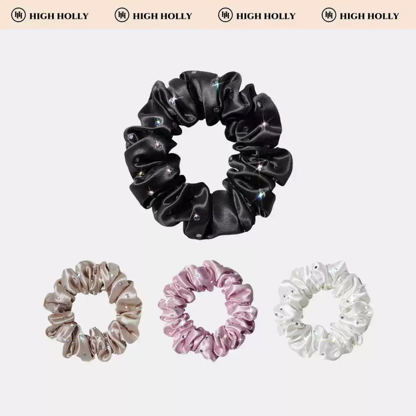 3.5cm烫钻发圈22姆米100%桑蚕丝真丝大肠发圈气质百搭扎马尾发绳