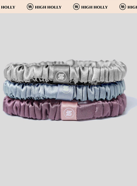 highholly真丝大肠发圈小号高级感头花22姆桑蚕丝发绳皮筋女黑色