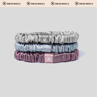 highholly真丝大肠发圈小号高级感头花22姆桑蚕丝发绳皮筋女黑色