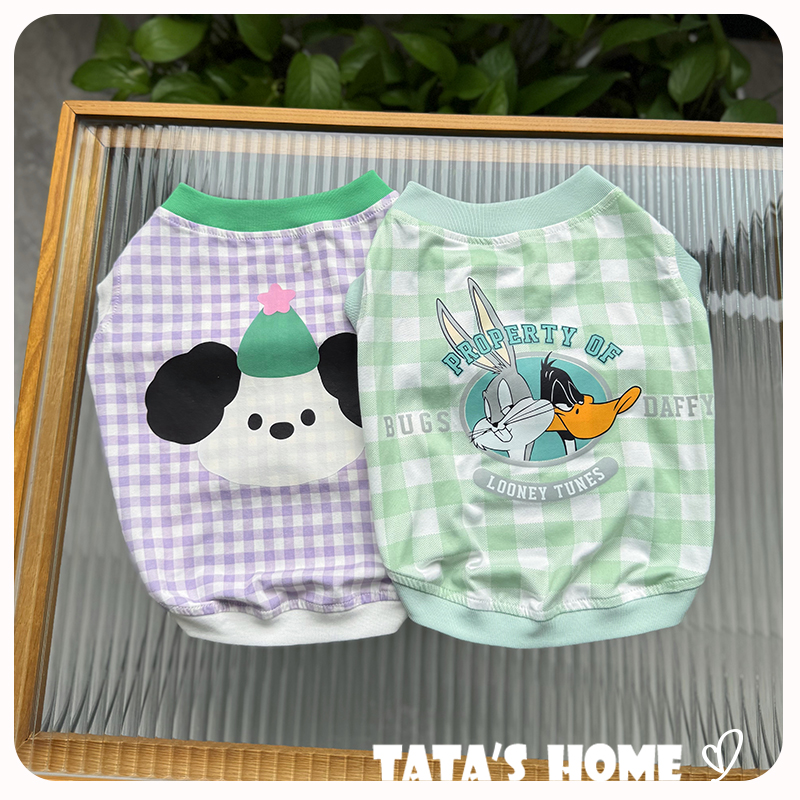 它它家原创宠物背心泰迪法斗柯基巴哥比熊雪纳瑞格纹狗狗印花背心