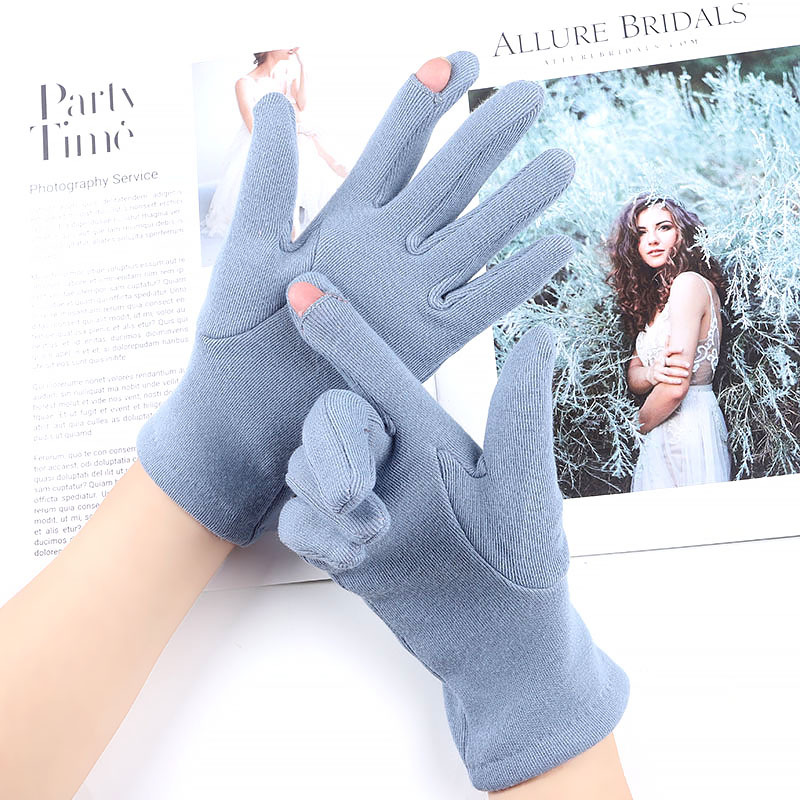 新款露指保暖手套秋冬季女户外单层骑行防滑翻盖触屏防风