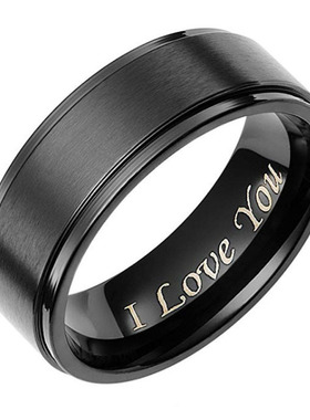 亚马逊供应 I love you 情侣戒指 不锈钢男女对戒 哑光面指环