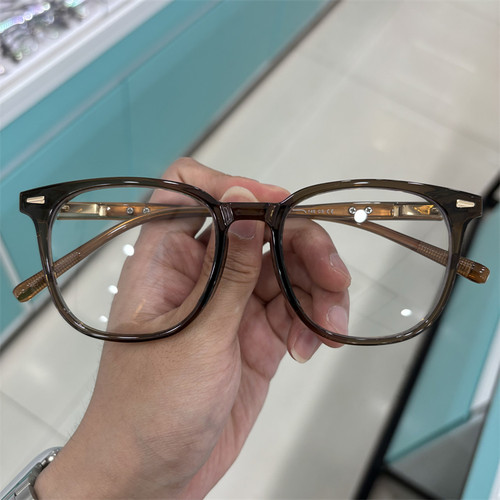 褐色茶眼镜女tr90素颜神器秋茶色冷色调栗子棕方形t7151 方圆脸