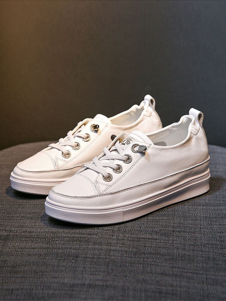 内增高小白鞋女增高显瘦2025新款真皮女鞋秋季韩版休闲板鞋女百搭,女鞋,深口单鞋,淘宝优惠券,粉丝福利购,淘宝优惠卷