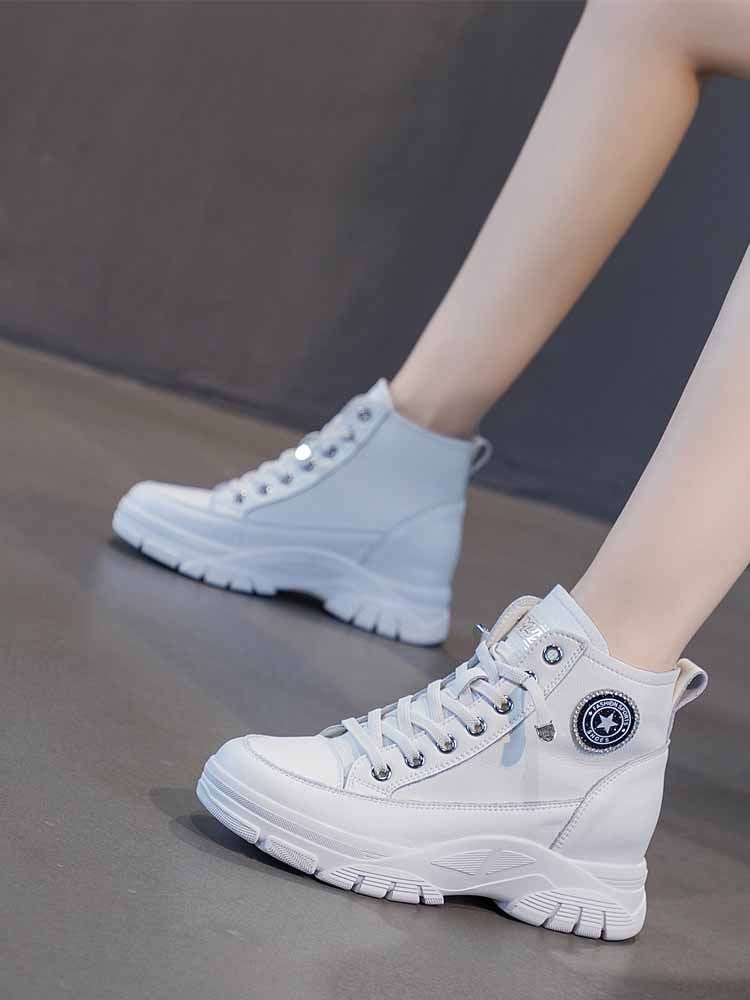 真皮小白鞋女2025新款内增高秋冬季厚底百搭高帮加绒休闲高邦女鞋,女鞋,高帮鞋,淘宝优惠券,粉丝福利购,淘宝优惠卷