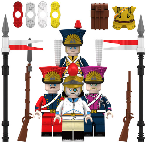 适用乐高积木人仔N049-052拿破仑法国荷兰波兰枪骑兵步兵军团玩具