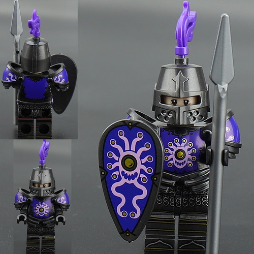 适用乐高积木人仔抽抽乐中古城堡熊眼魔森林黑骑士拼装玩具VP129