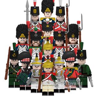 国产正品军事战争英国法国拿破仑绿夹克拼装积木人仔儿童玩具