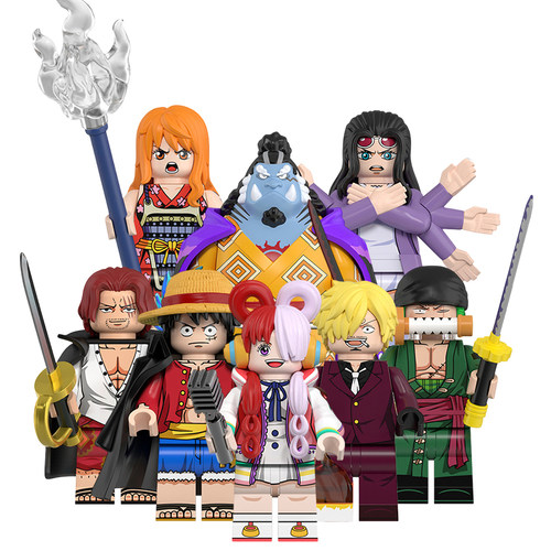 适用乐高海贼王积木人仔WM6195路飞娜美山治罗宾乌塔佐罗甚平玩具