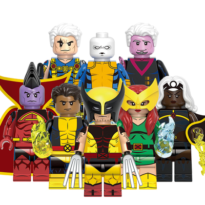 兼容国产X战警积木人仔拼装玩具暴风女金钢狼斗剑变体琴格雷电索