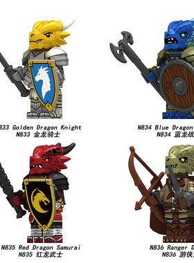 适用于乐高积木龙与地下城金龙骑士红龙武士积木人仔拼装玩具N833