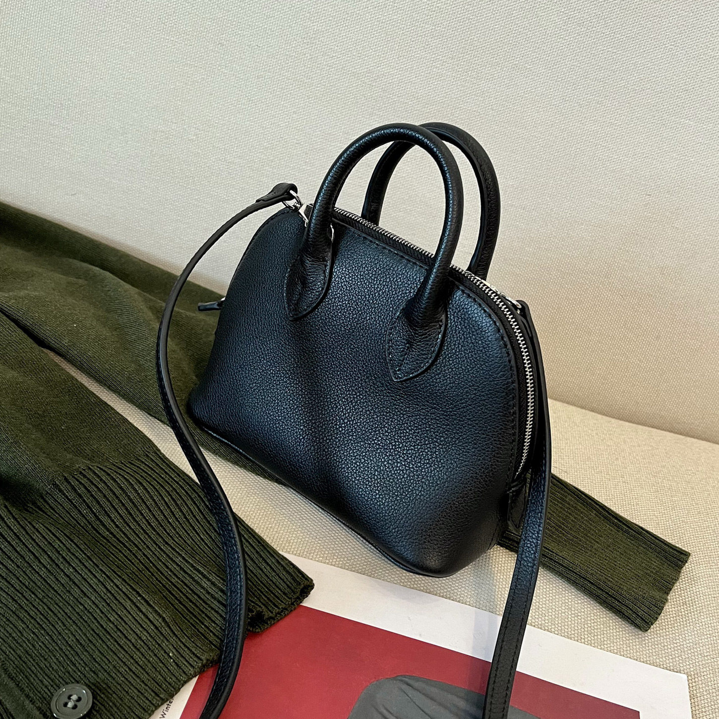 半手工 里外全皮迷你贝壳包头层牛皮斜挎包羊皮内里手提包,箱包皮具/热销女包/男包,通用款女包,淘宝优惠券,粉丝福利购,淘宝优惠卷