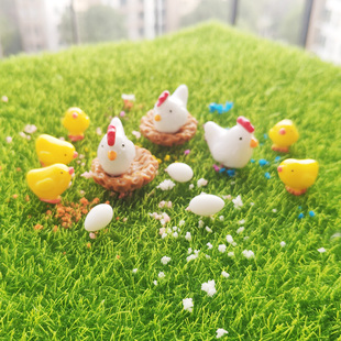 微观世界DIY搭配仿生小摆件多肉植物花店园艺绿植花盆手工鸡一家