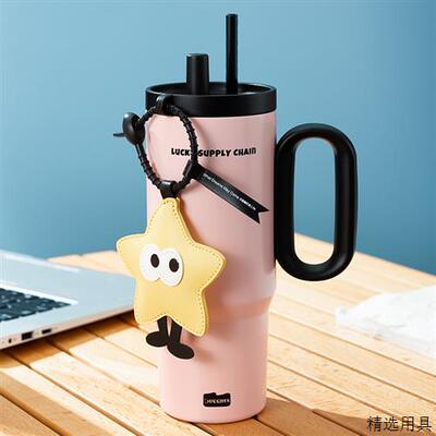 大容量不锈钢保温杯学生可爱水杯女高颜值吸管杯办公室咖啡杯男款