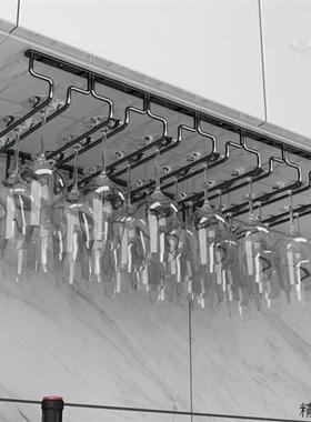 枪灰色304不锈钢红酒杯架倒挂家用高脚杯架悬挂酒杯架吊杯酒架子