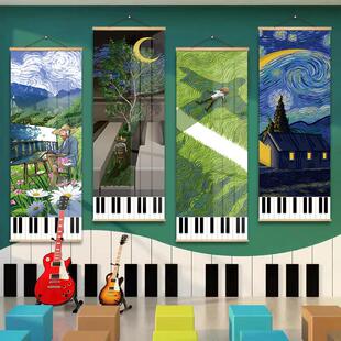 音乐教室墙面布置装饰挂布画琴行工作室文化墙贴纸钢琴房背景海报